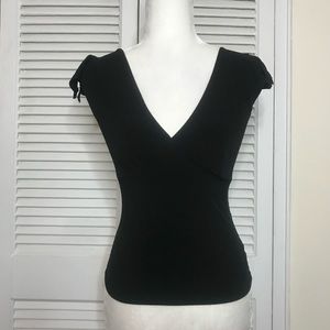 Vintage V Neck Flutter Sleeve Blouse
